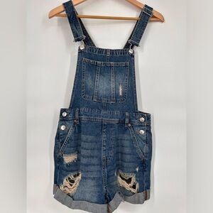 NWT H&M Divided Distressed Shorts Overalls